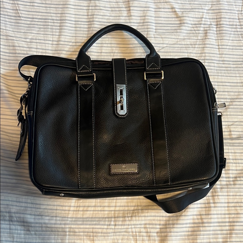 Louis Philippe Black Leather Briefcase